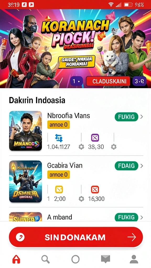 Tampilan antarmuka utama aplikasi 99RP yang menarik.