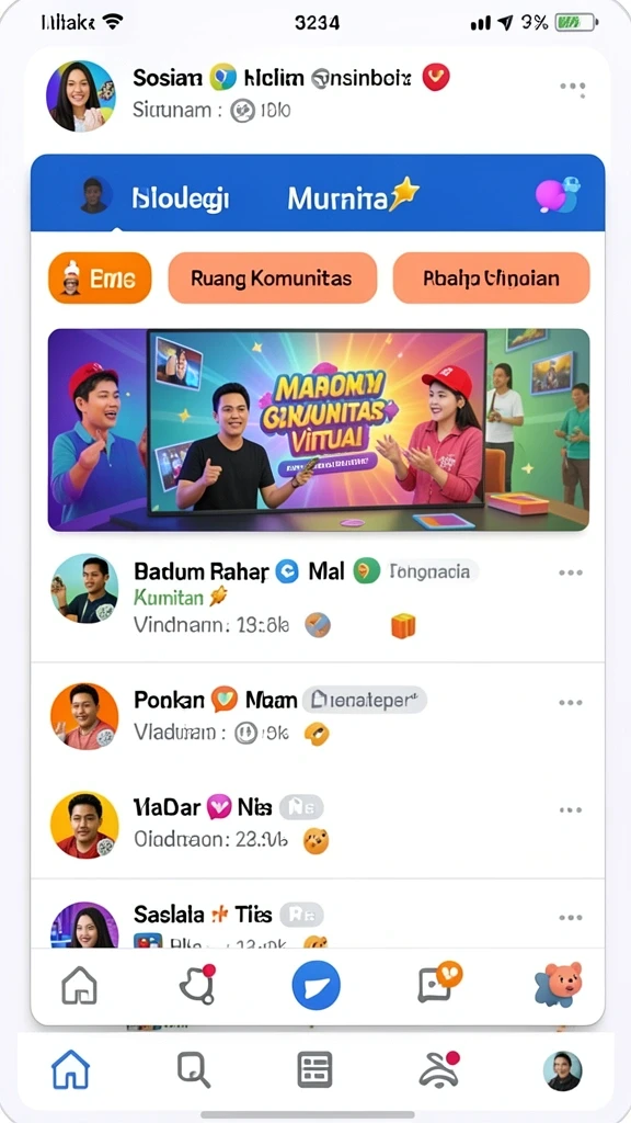 Menu interaksi sosial yang mudah digunakan.