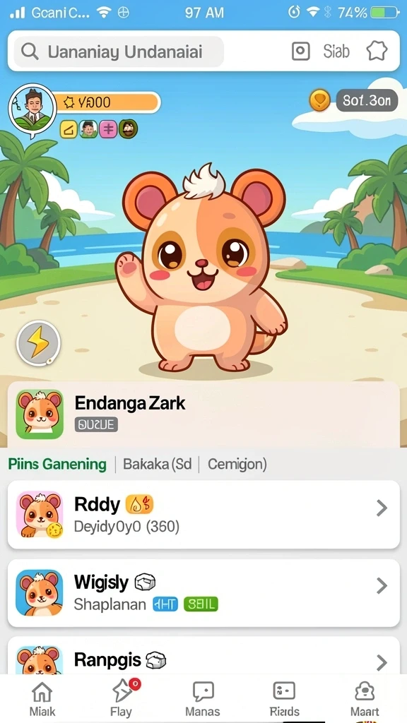 Tampilan awal permainan yang menarik dan penuh warna.